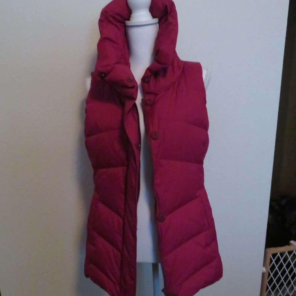 🎉⭐️🎉HP🎉⭐️🎉 Eileen Fisher, Down Puffer Vest-High Collar - S/P, Cranberry, EUC - Picture 9 of 15